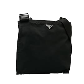 Prada-Prada Tessuto Crossbody Bag Bolsa Crossbody de lona em bom estado-Preto