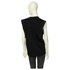 Dsquared2-Dsquared2 Camiseta sin mangas con relámpagos de lentejuelas negras Blusa de algodón negra talla M-Negro
