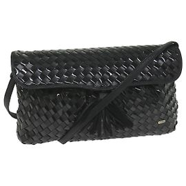 BALLY Shoulder Bag Leather Black Auth bs9690 Black