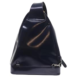 Gucci-GUCCI Bamboo Body Bag Patent leather Navy Auth ar10595b-Navy blue
