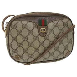 Gucci-GUCCI GG Supreme Web Sherry Line Shoulder Bag Beige Red 001 904 2066 Auth ki3787-Red,Beige