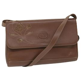 Gucci-GUCCI Shoulder Bag Leather Brown Auth ep2261-Brown