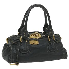 Chloé Chloe Paddington Handtasche Leder Schwarz 04 08 51 5191 Auth yk9234 Schwarz