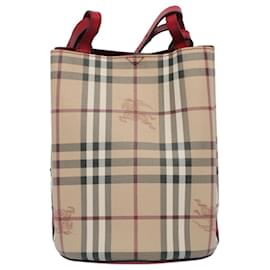 Burberry-BURBERRY Nova Check Shoulder Bag Nylon Canvas Beige Auth 59021A-Beige