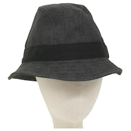 Gucci-GUCCI GG Canvas Hat L Size Gray Auth am5225-Grey