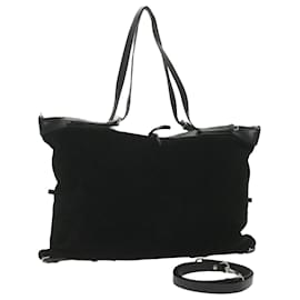 Saint Laurent-SAINT LAURENT Shoulder Bag Suede 2way Black Auth bs9821-Black