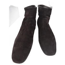Prada Men's Deerskin Boots Dark Brown Size 44 Dark brown