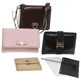 Salvatore Ferragamo-Salvatore Ferragamo Wallet Shoulder Bag Leather 4Set Pink Brown Auth bs9868-Brown,Pink
