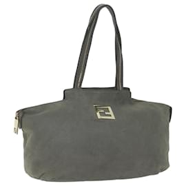 Fendi-FENDI Tote Bag Leather Gray Auth bs9668-Grey