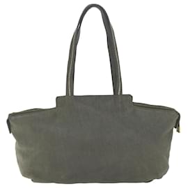 Fendi-FENDI Tote Bag Leather Gray Auth bs9668-Grey