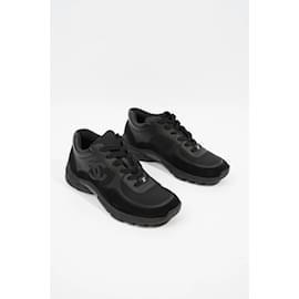 Chanel-Chanel CC Logo Black Suede EU 37.5 Uk 4.5-Black