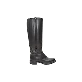 Hermès-Black Hermes Leather Knee-High Riding Boots Size 36-Black