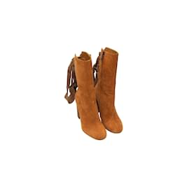 Chloé-Bottines Harper en daim Chloe beige Taille 36-Camel