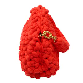 Bottega Veneta-Bottega Veneta Tomato / Gold Chunky Knit Top Handle Bag-Red