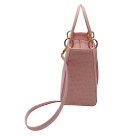 Autre Marque-Christian Dior Lady Dior Handtasche aus hellrosa Straußenleder-Pink