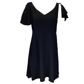 Saint Laurent-Saint Laurent Black Ruffled Crepe Mini Dress-Black