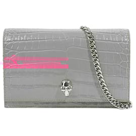 Alexander Mcqueen-Alexander McQueen Crossbody Bag Pink Embossed Leather Small-Pink