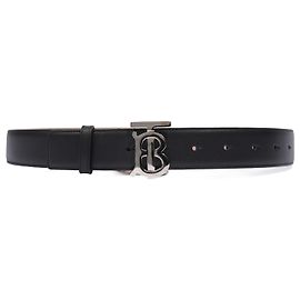 Burberry TB Gürtel Schwarzes Leder M Schwarz