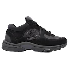 Chanel-Chanel CC Runners Black Suede EU 36 Uk 3-Black