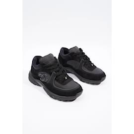 Chanel-Chanel CC Runners Black Suede EU 36 Uk 3-Black