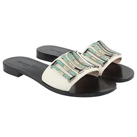 Christian Dior Slides planos Diorevolution brancos Branco