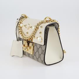 Gucci-Beige/White GG Small Padlock Shoulder Bag-Beige