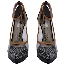 Lanvin-Lanvin Crystal-Cap-Toe Clear Pumps Black Leather-Black