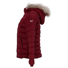 Tommy Hilfiger-Womens Essential Hooded Down Jacket-Red
