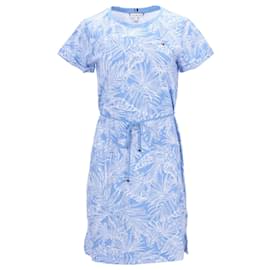 Tommy Hilfiger-Tommy Hilfiger Damen-T-Shirt-Kleid mit Palmenmuster aus blauer Baumwolle-Blau