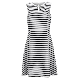 Tommy Hilfiger-Tommy Hilfiger Womens All Over Stripe Fit And Flare Dress in White Polyester-White