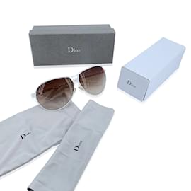Christian Dior-Joaninha Aviador Branca Vintage Tiny Osir 5 Óculos de sol-Branco