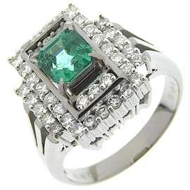 & Other Stories-Platinum Emerald Ring-Green