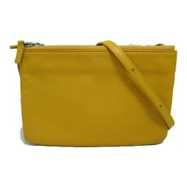 Céline-Trio Leather Crossbody Bag-Yellow