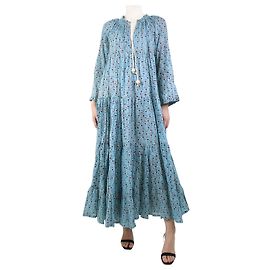 Yvonne S Hellblaues Kleid mit Blumenmuster – Größe S Blau