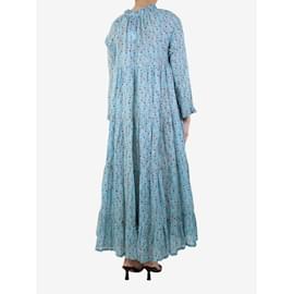 Yvonne S-Hellblaues Kleid mit Blumenmuster – Größe S-Blau