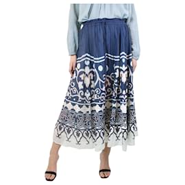 Polo Ralph Lauren-Blue elasticated printed skirt - size UK 10-Blue