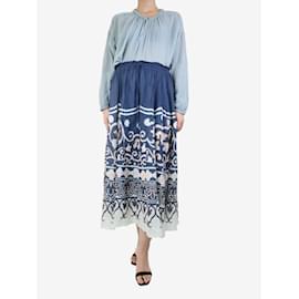 Polo Ralph Lauren-Blue elasticated printed skirt - size UK 10-Blue