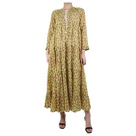 Yvonne S Robe imprimée fleurie jaune et rose - taille S Jaune