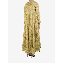 Yvonne S-Kleid mit Blumenmuster in Gelb und Rosa – Größe S-Gelb