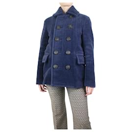 Burberry-Blue lined-breasted alpaca coat - size UK 12-Blue