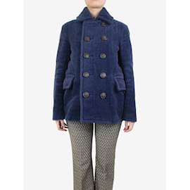 Burberry-Manteau en alpaga à boutonnage doublé bleu - taille UK 12-Bleu