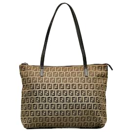 Fendi-Fendi Brown Zucchino Tote Bag-Brown