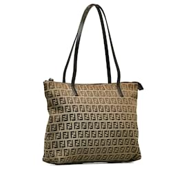 Fendi-Fendi Brown Zucchino Tote Bag-Brown