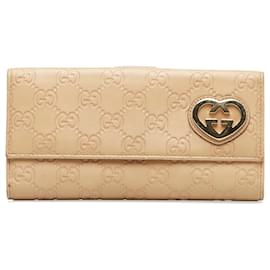 Gucci-Gucci Brown Guccissima Lovely Long Wallet-Brown,Beige