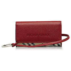 Burberry-Porta-chaves Burberry Red Leather House Check-Vermelho