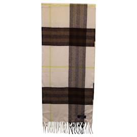 Burberry-Burberry Check Fringed Scarf in Multicolor Cashmere-Multiple colors