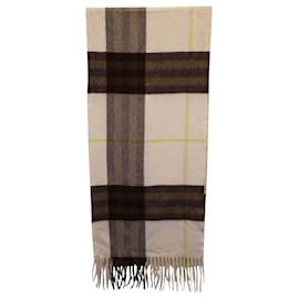 Burberry-Burberry Check Fringed Scarf in Multicolor Cashmere-Multiple colors