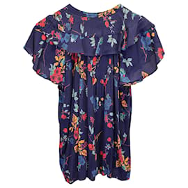 Sea New York-Sea New York Floral Ruffled Blouse in Blue Viscose-Other