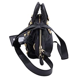 Balenciaga-Balenciaga Motorcycle Mini City Bag in Black Lambskin Leather-Black