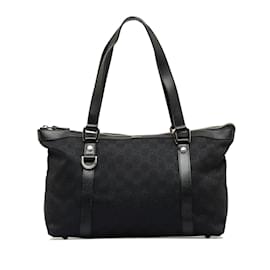 Gucci-Gucci GG Canvas Abbey Tote Bag Canvas Tote Bag 141470 in Good condition-Black